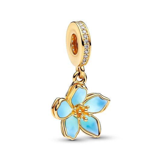 Charm pendant fleur bleu